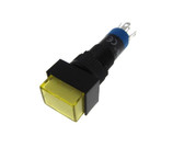 HQ 8mm Rectangle Pushbutton Switch w/ LED Panel Mount Solder Lug - Lat - Yellow  