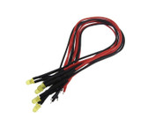 3mm LED Signal Indicator w/ Cable 6-12VDC Built-in Resistor - Yellow - Pack of 5 BR/