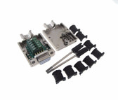 DB9 Female Breakout Board D-Sub connector w/ Two Piece Metal Backshells Hoods  