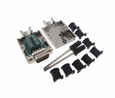 DB9 Male Breakout Board D-Sub connector w/ Two Piece Metal Backshells Hoods  