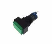 HQ D12mm Rectangle Pushbutton Switch w/ LED Panel Mount Solder Lug - Mom - Green  