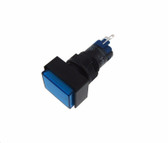 HQ D12mm Rectangle Pushbutton Switch w/ LED Panel Mount Solder Lug - Mom - Blue  