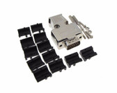 DB15 Male VGA D-Sub connector w/ Two Piece Metal Backshells Hoods Wire Sleeve  