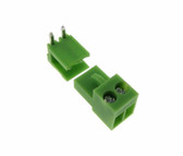 HQ 2POS 3.96mm Screw Terminal Block Plug w/ Header Free Hanging RA - Pack of 5 