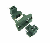 HQ 2-Pin 5.08mm Screw Terminal Plug Shrouded Flange Rear clamp - Panel Mount 