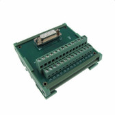 DB26 Female Signals Breakout Board Screw terminals vertical 180 Din Rail Mount 