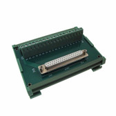 DB37 Female Signals Breakout Board Screw terminals vertical 180 Din Rail Mount 
