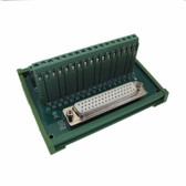 DB50 Female Signals Breakout Board Screw terminals vertical 180 Din Rail Mount 