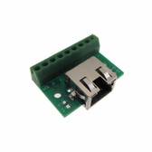 RJ45 Ethernet Connector Breakout Board w/ LED Screw Terminal Board Edge Shielded 
