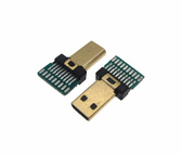 Micro Mini HDMI Male Connector Plug Breakout Board 19P Solder Pad - Pack of 2 