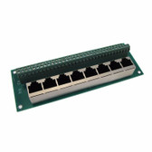 1x8 RJ45 Ethernet Connector Breakout Board 180 Vertical Shielded 