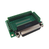 DB25 Female Signals Breakout Board Screw terminals Parallel Right Angle 3.96 