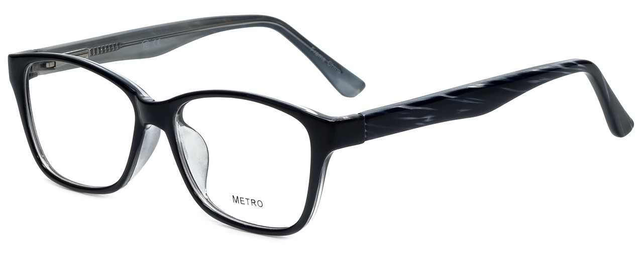 Metro Designer Eyeglasses Metro23Black in Black 47mm Custom Left