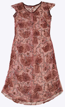 Telluric split drop shoulder embellished net dress