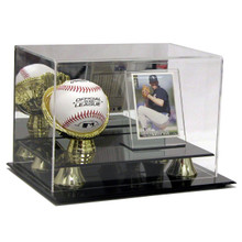 Deluxe Acrylic Gold Glove Baseball & Card Display Case 