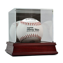 Deluxe Acrylic Wood Base Softball Display Case - OUT OF STOCK