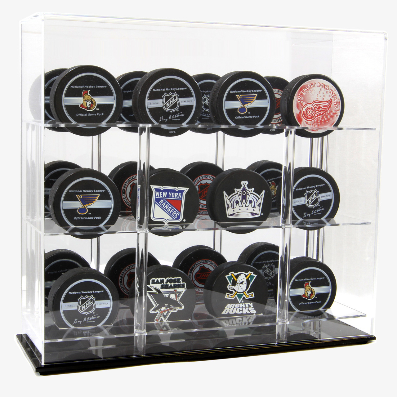 1 Ultra Pro Hockey Puck Holder Display Case Acrylic Gold Base New 