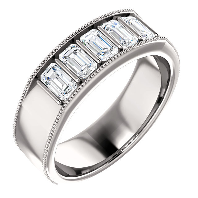 Mens White Gold Finish Genuine Diamond Pave Wedding Engagement Band Ring .50 Ct