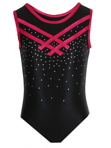 Clearance! BLACK MAGIC CM Dazzling Black Pink Mystique Girls' Gymnastics Leotard. FREE Scrunchie!