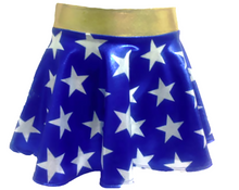 Clearance! WONDER GIRL Power Skirt CM Ships Next Business Day! Blue with White Stars and Dazzling Gold Sash. 