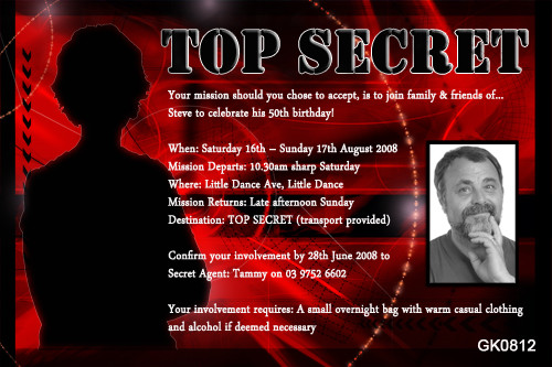 Top Secret Agent 007 Spy Party Invitations For Sale This Message