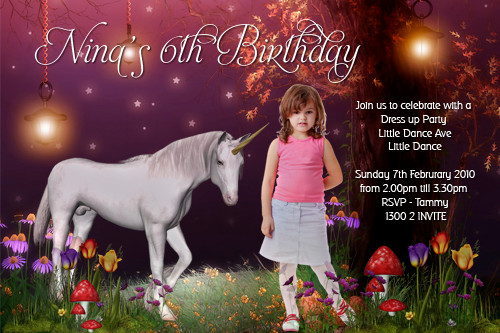 Unicorn Birthday Party Invitations Unicorn Fantasy Photo Party