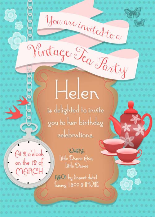 invitation vintage high tea tea invitation