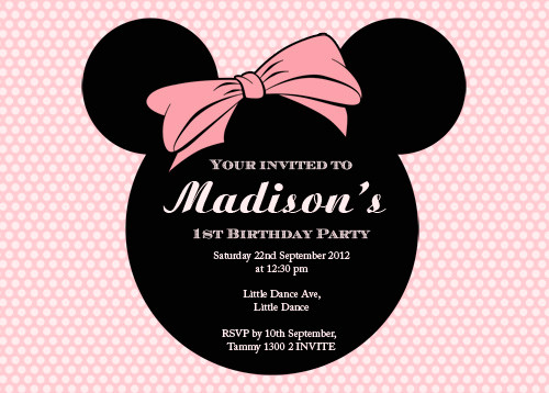 personalised mini mouse themed invitations for sale australia buy