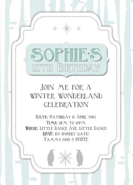 invitations winter wonderland theme blue and white winter themed