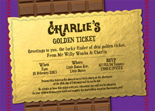 Invitations Wonka Golden Ticket