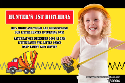 Kids Construction Themed Party Invitations For Sale Building Party