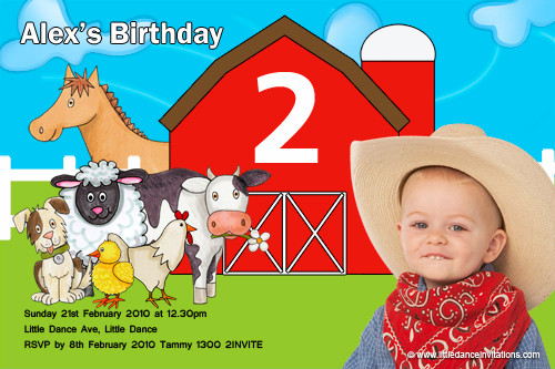 themed kids birthday party invitation animal farm barnyard