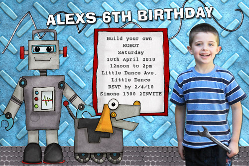 Robot Party Invitations Robot Party Invites Robot Birthday