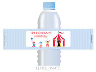 Retro Circus Personalised Waterbottle Labels.