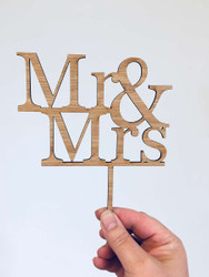 Mr & Mrs Wedding Cake Topper - Laser cut Mr and Mrs Wedding Cake Decoration. Made in Australia