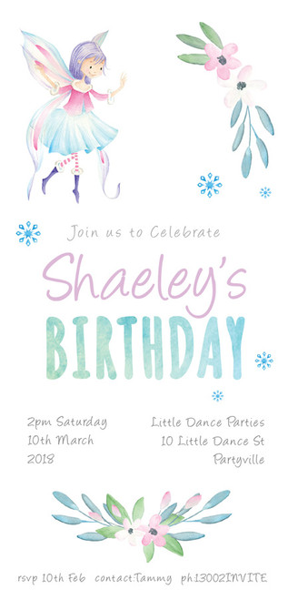 birthday invitations fairy leaves kids birthday invite