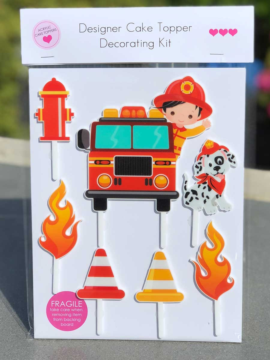 Cake Decorator Kit Fireman Firefighting Birthday Cake Decorations