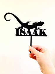 Personalised lizard birthday cake topper