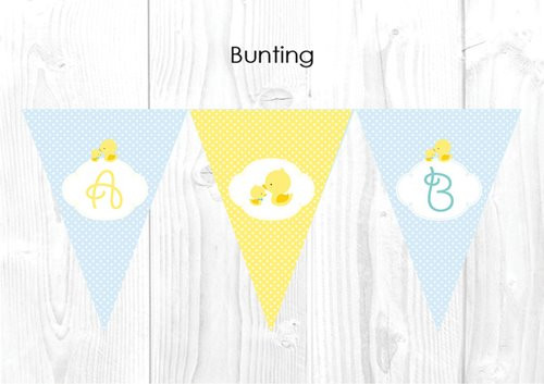Baby Shower Bunting Little Duck On Blue